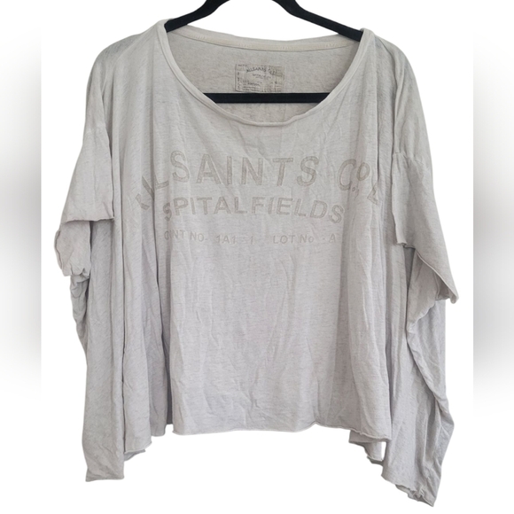 AllSaints Oversized Cream Cotton Top - Picture 1 of 5